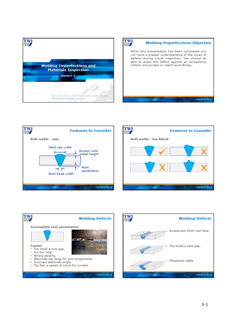 CSWIP 3.1 II 3. Welding Imperfections and Materials Inspection ...