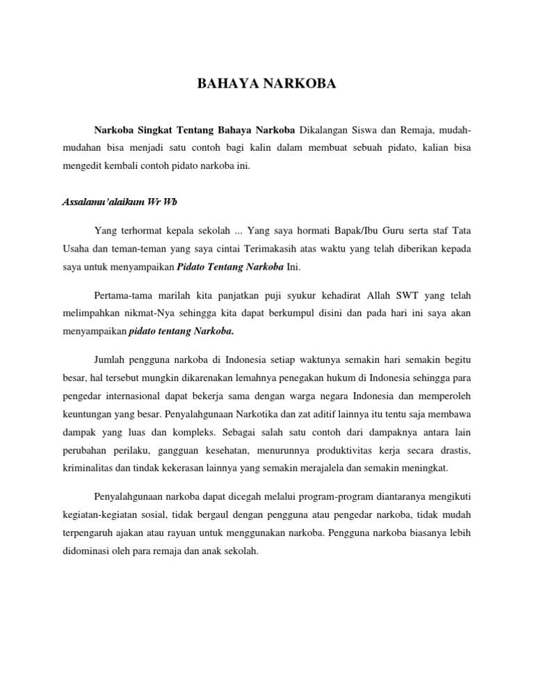 Pidato Bahaya Narkoba