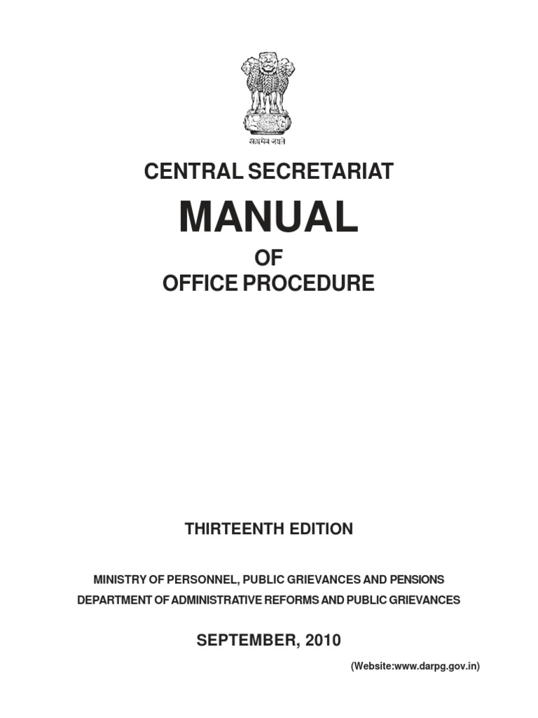 Report Manual of Office Procedure. CSMOP | Secretary | Government Of India