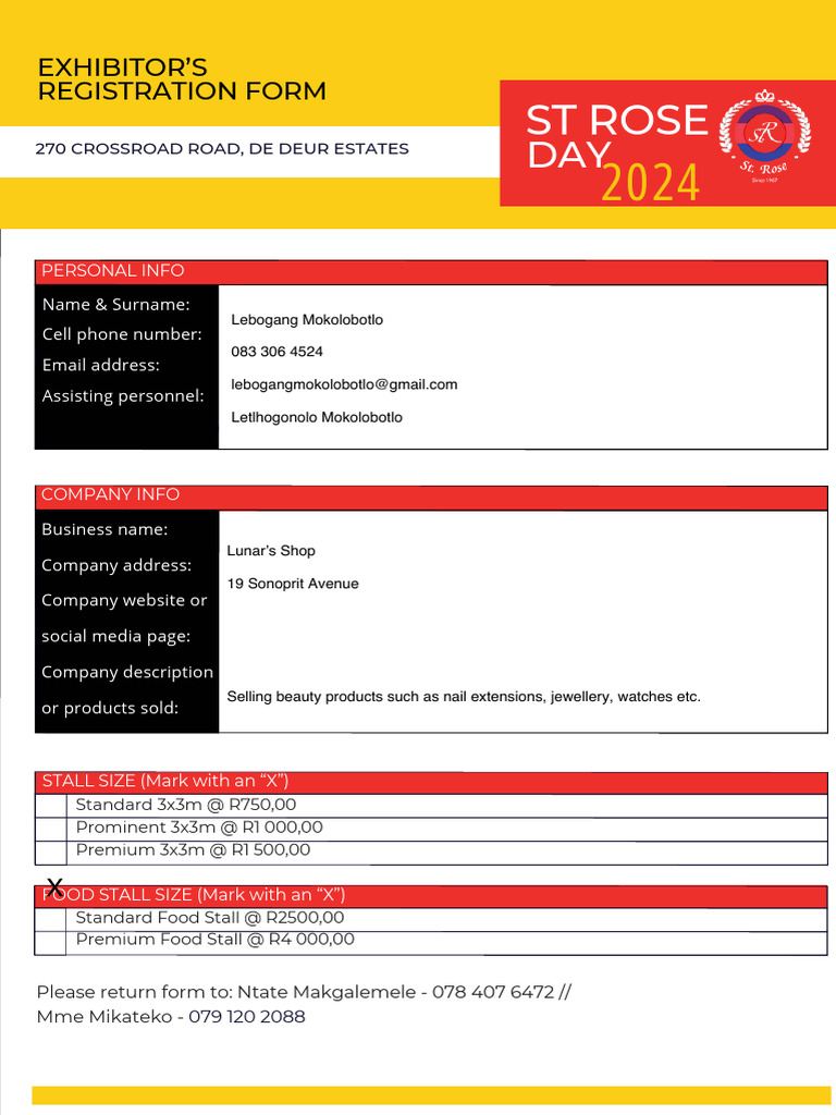 ST Rose Day Reg Form | PDF
