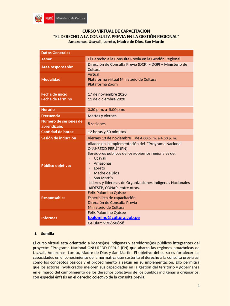 Sumilla Del Curso | PDF
