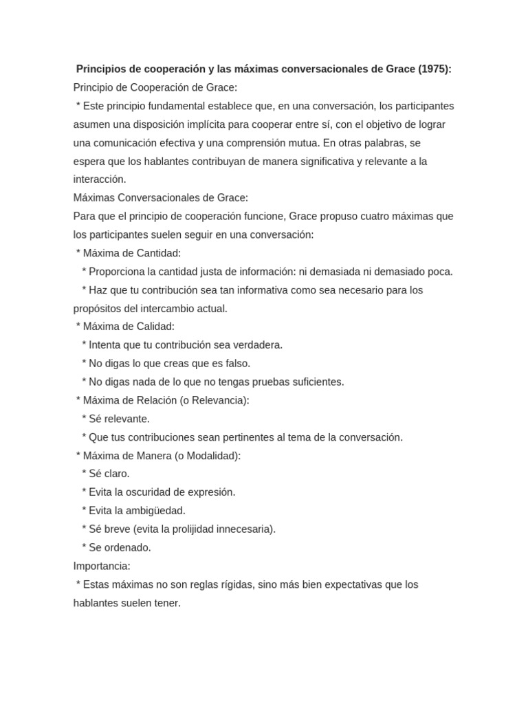 Máximas Conversacionales de Grice | PDF