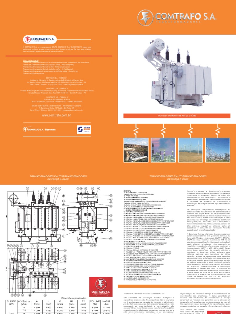 Transformadores de Força COMTRAFO S.A. | PDF | Transformador | Eletricidade