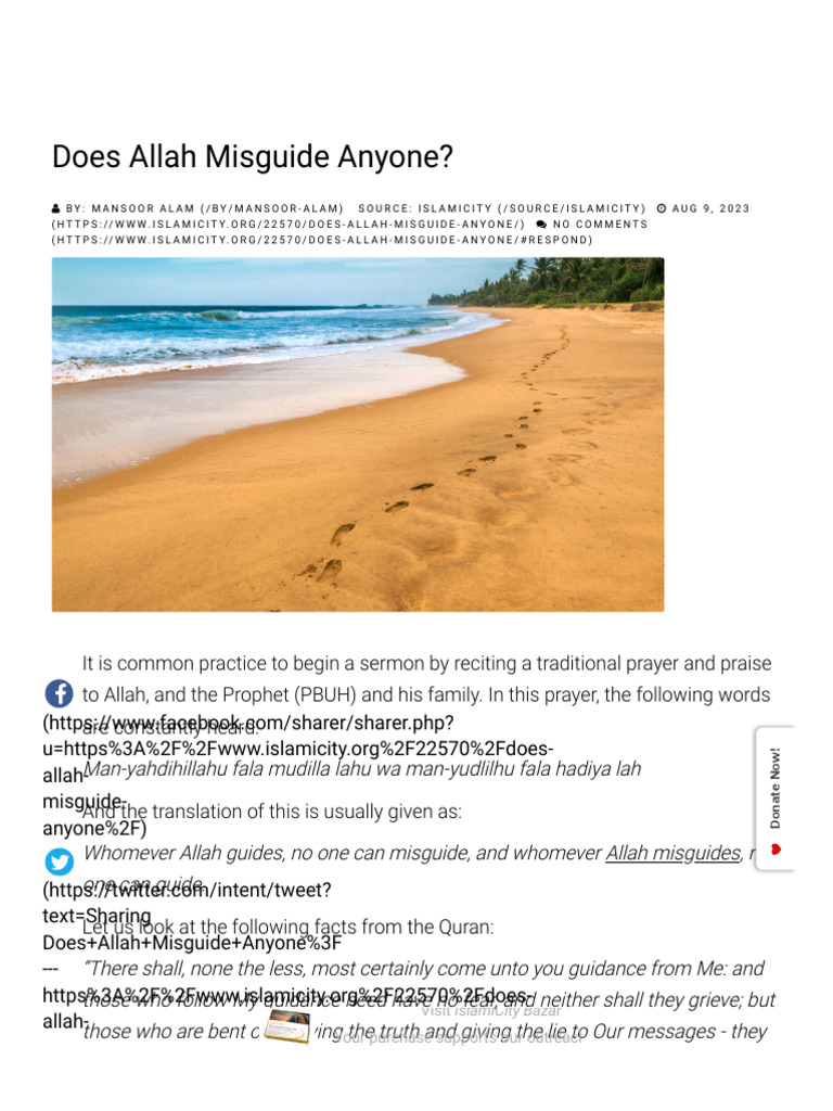 Understanding Allah's Guidance and Misguidance | PDF | God In Islam ...