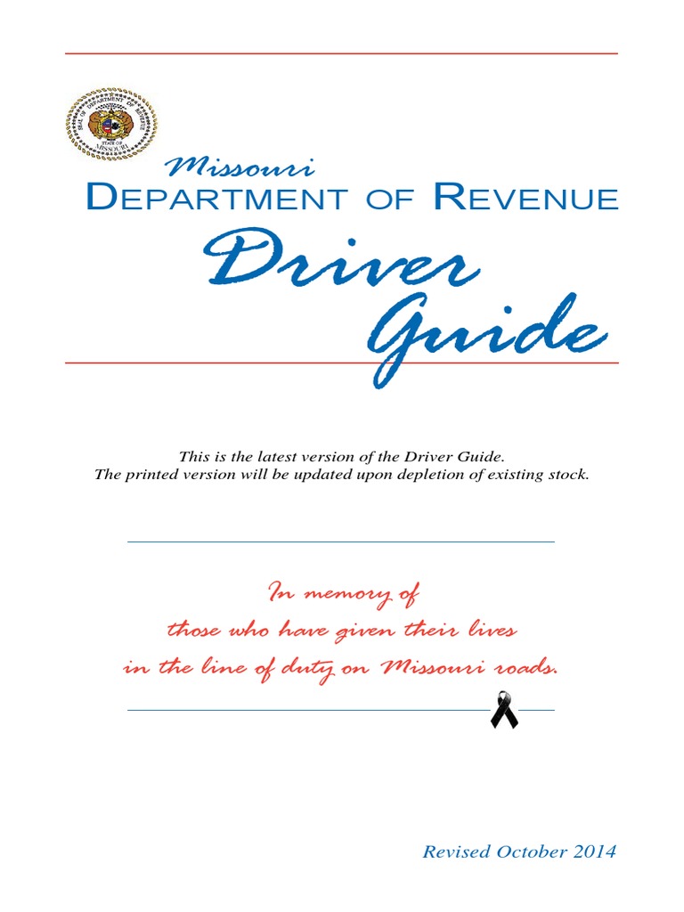 Missouri Drivers Manual Missouri Drivers Handbook PDF Driver's
