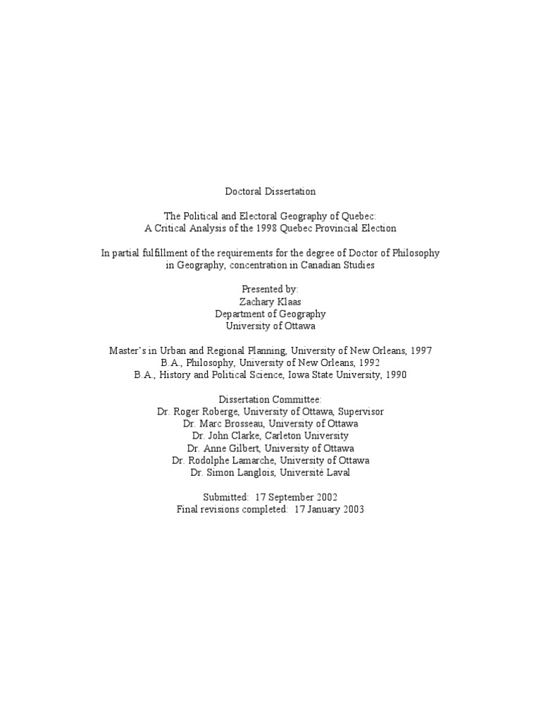 Doctoral Dissertation | PDF | Quebec | Geography