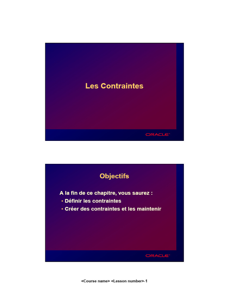 Comprendre les Contraintes en Oracle | PDF | Informatique | Informatique