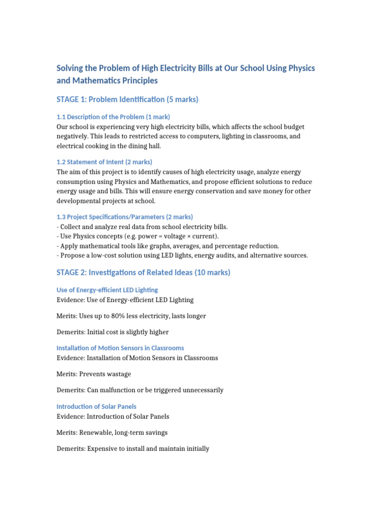 Reducing School Electricity Bills with Physics | PDF | Efficient Energy ...