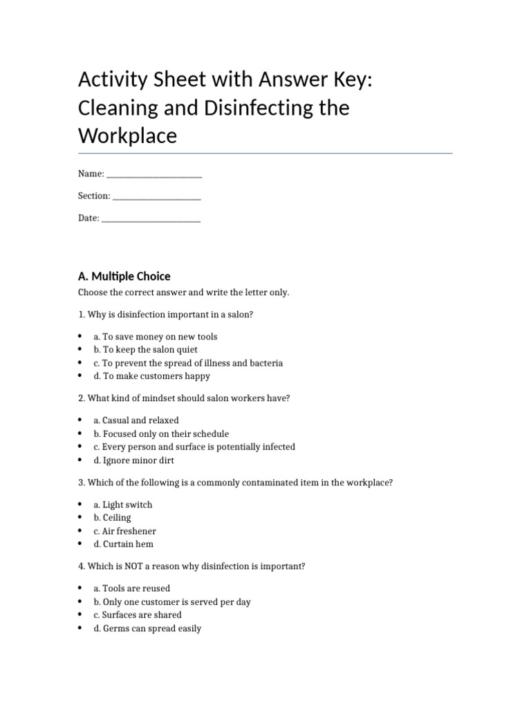 Workplace Cleaning and Disinfecting Guide | PDF