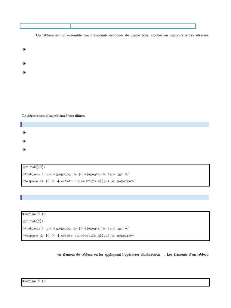 Introduction aux tableaux en C | PDF | C (Langage de programmation ...