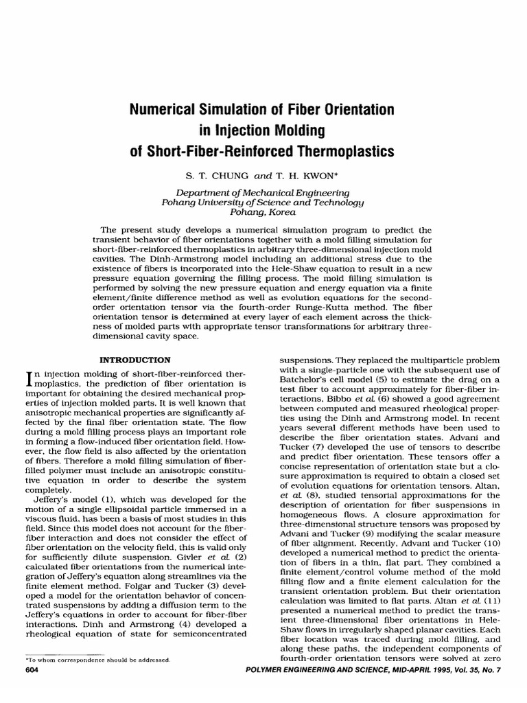 (FO) Numerical Simulation of Fiber Orientation in Injection Molding of ...