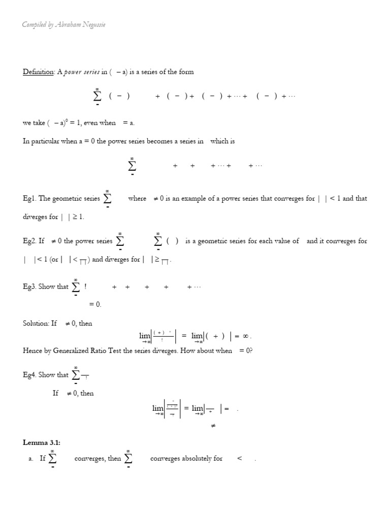 Understanding Power Series and Convergence | PDF | Power Series ...