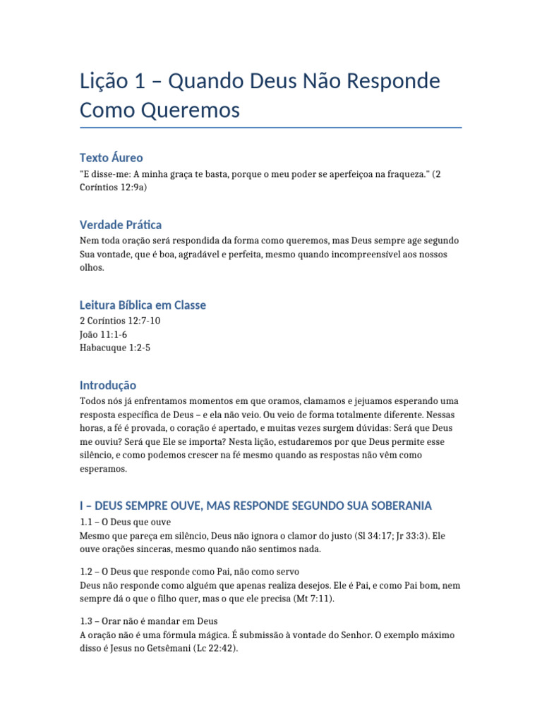 Quando Deus Não Responde Nossas Oração | PDF | Oração | Deus