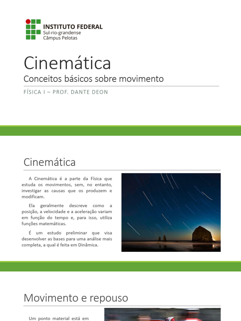 Introdução à Cinemática em Física | PDF | Velocidade | Cinemática