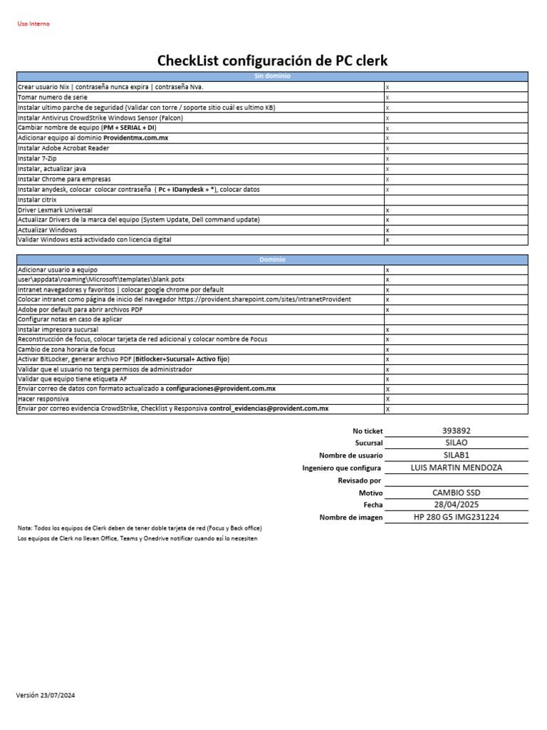 Checklist Ithw10612 | PDF | Microsoft Windows | Microsoft Office