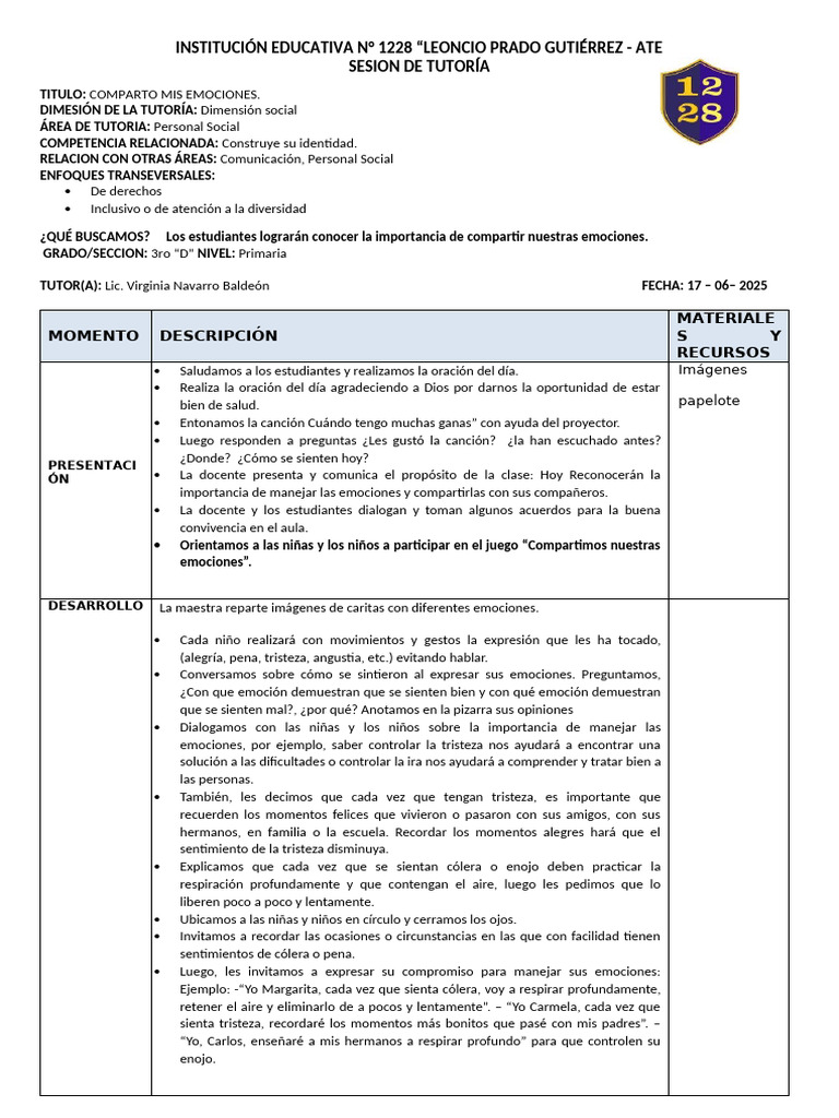 Compartiendo Emociones en Tutoría | PDF | Ira | Las emociones