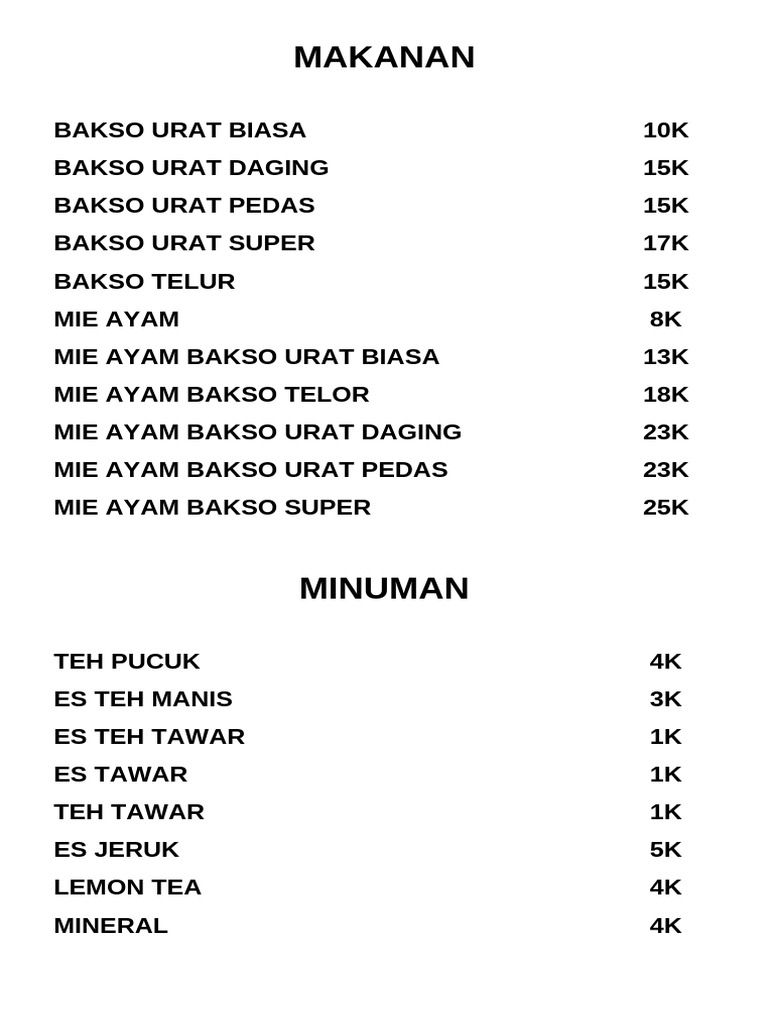 Menu | PDF