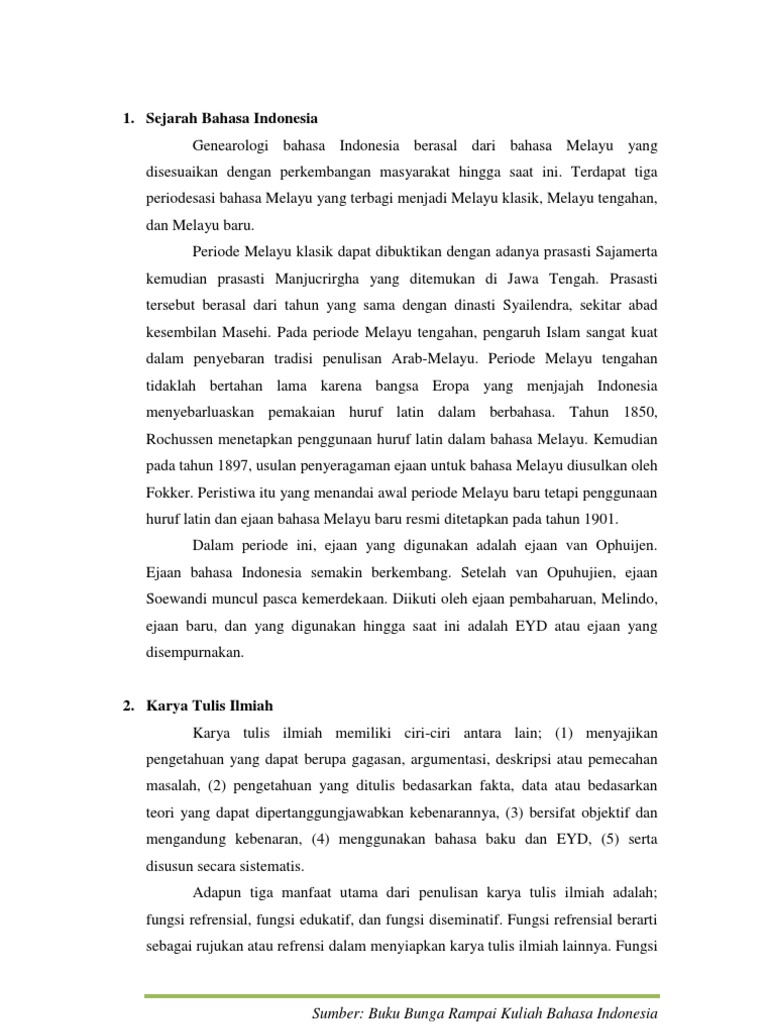 Sejarah Bahasa Dan Karya Tulis Ilmiah