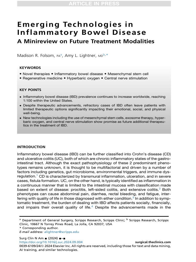 Future Therapies for Inflammatory Bowel Disease | PDF | Inflammatory ...