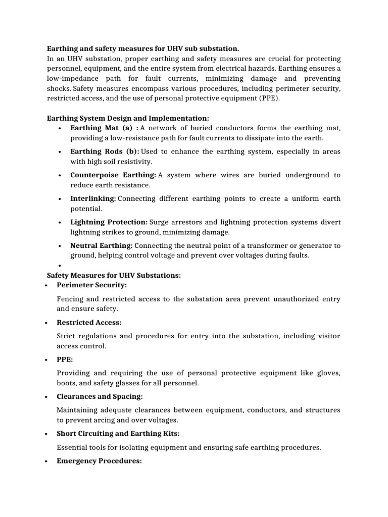 UHV Substation Earthing & Safety Guide | PDF | Electrical Equipment ...
