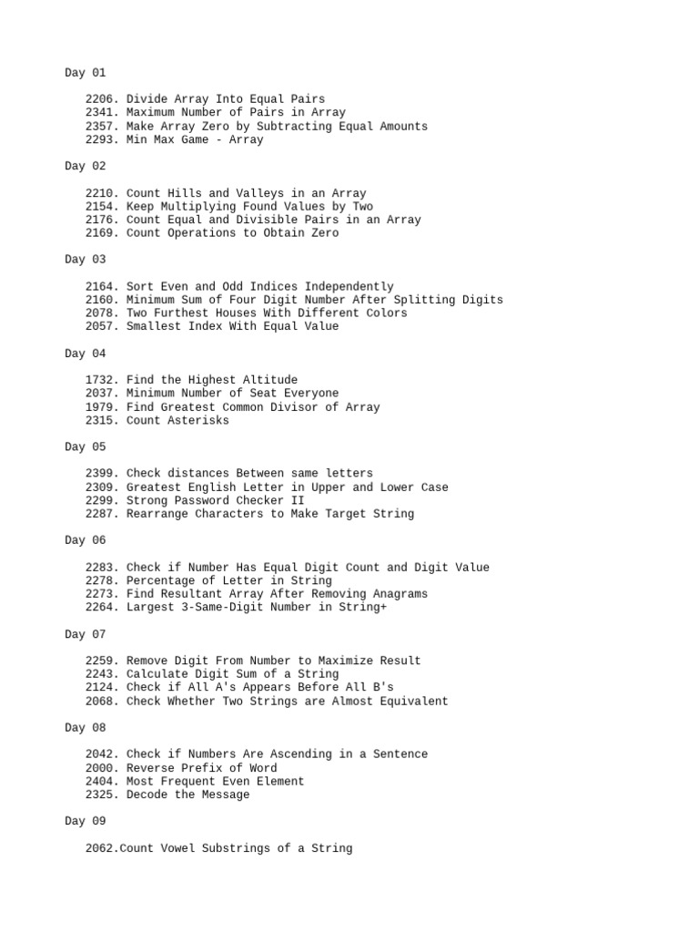 Daily Coding Challenges Overview | PDF