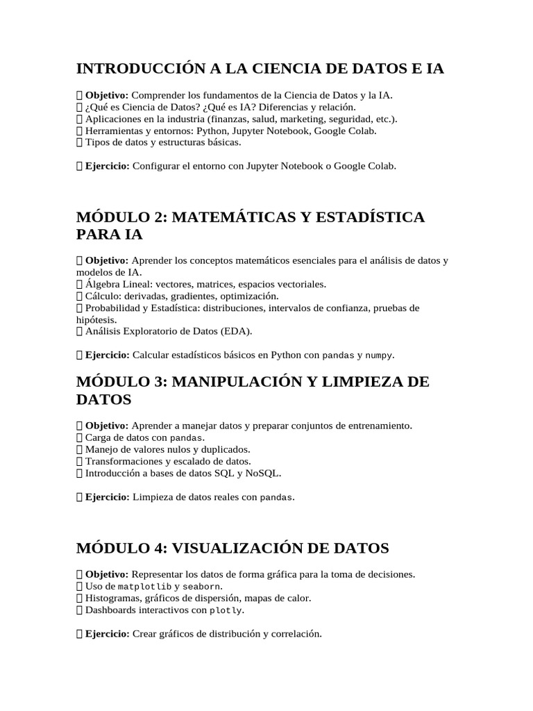 Curso Completo de Ciencia de Datos e IA | PDF | Aprendizaje automático ...