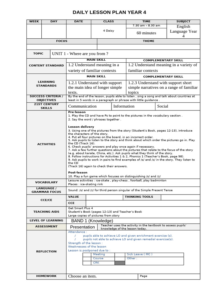 Year 4 English Lesson Plans Overview | PDF | Lesson Plan | Teachers