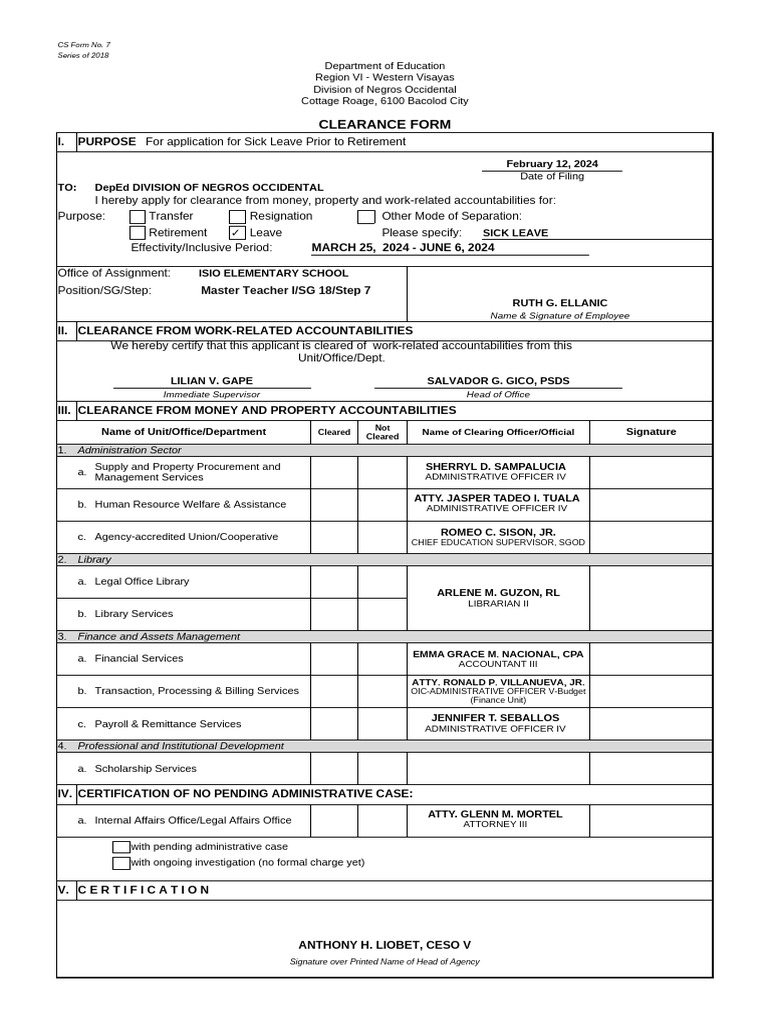 DepEd Clearance Form for Leave Requests | PDF | Business