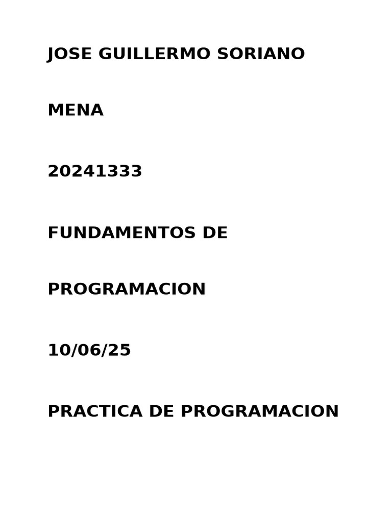 Practica de Programacion | PDF