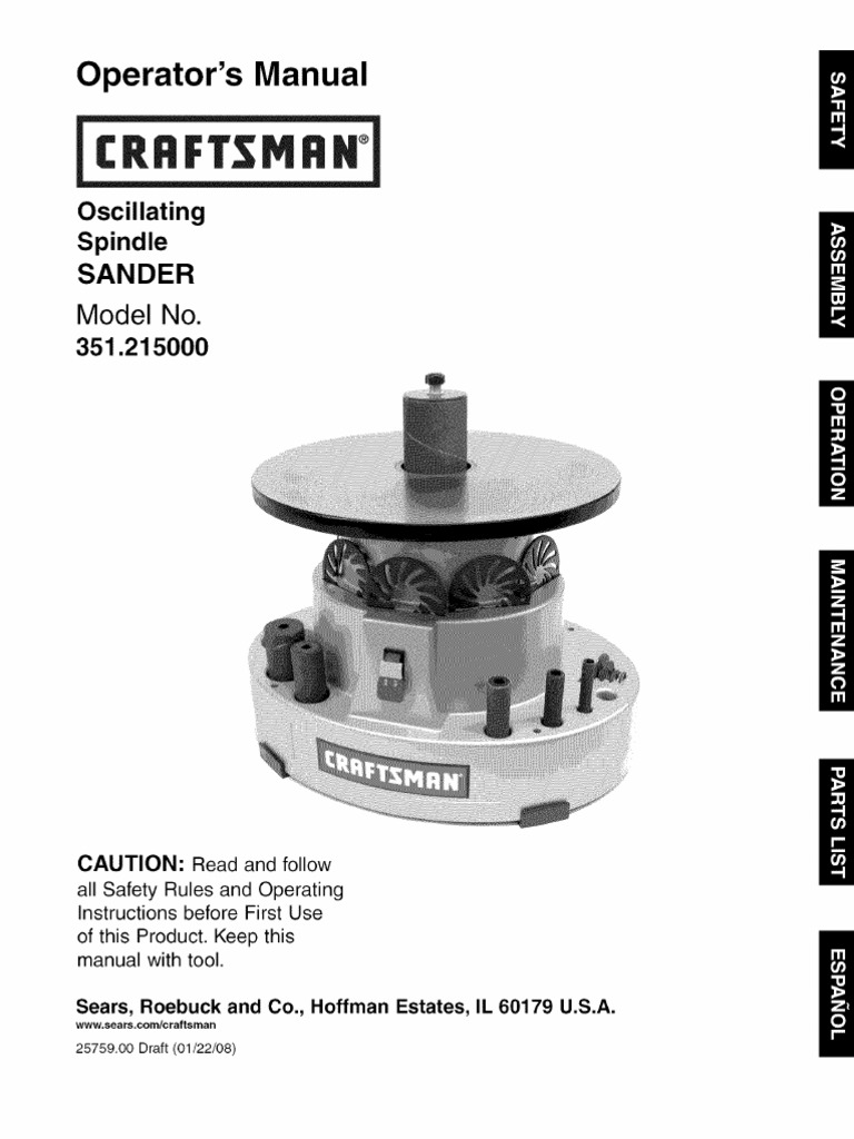 Craftsman Oscillating Sander 351.215000 Ac Power Plugs And Sockets