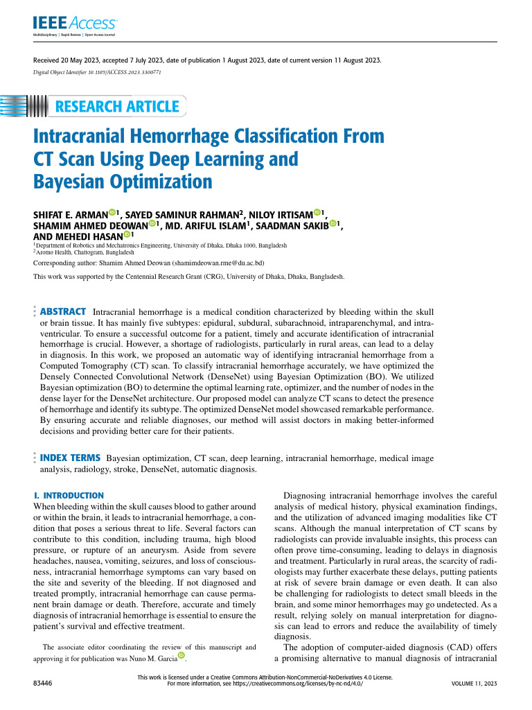 Deep Learning for Intracranial Hemorrhage Detection | PDF