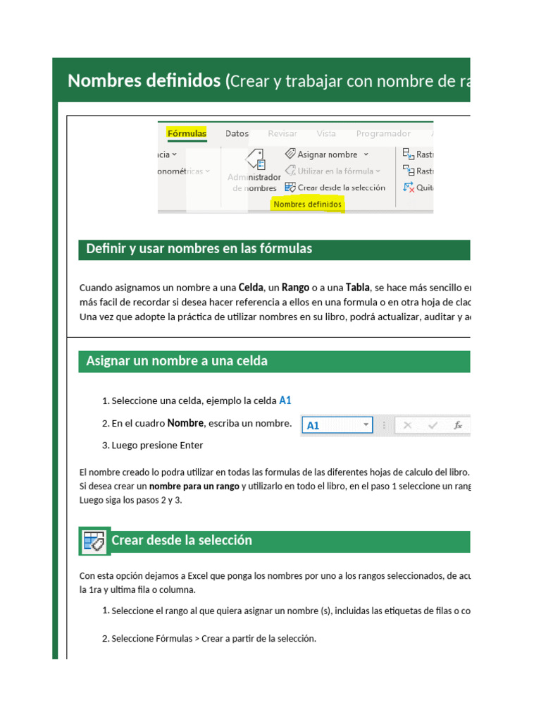 01.0 Asignar Nombres - Desarrollado | PDF | Microsoft Excel | Hoja de ...
