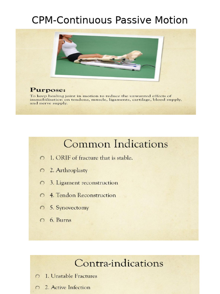 CPM-Continuous Passive Motion | PDF