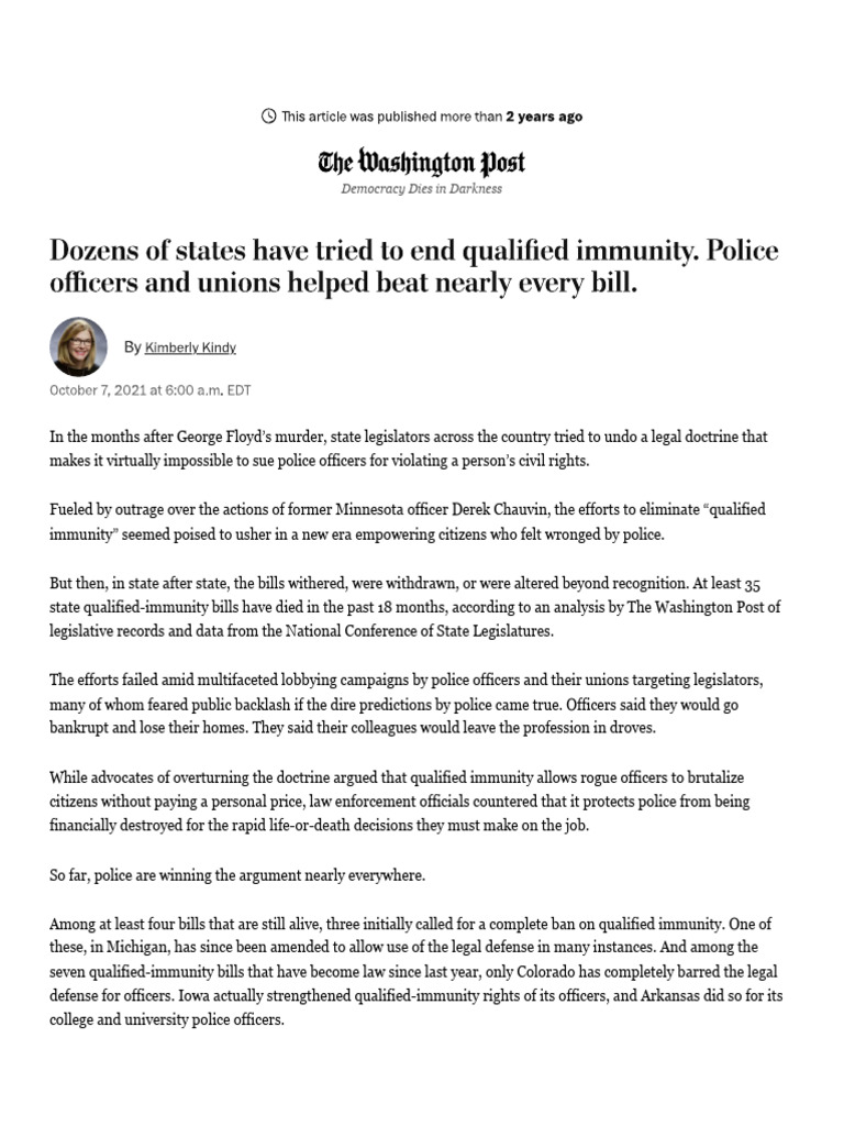 Qualified Immunity: Legislative Battles Unfold | PDF | Qualified ...