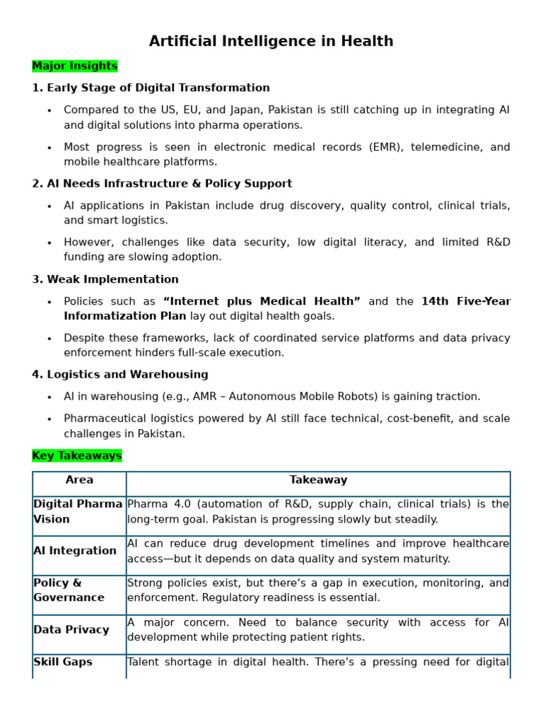 AI in Health (Insights & Takeaways) | PDF | Artificial Intelligence ...