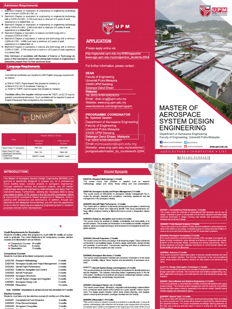 Brosur Master of Aerospace System Design Engineering | PDF