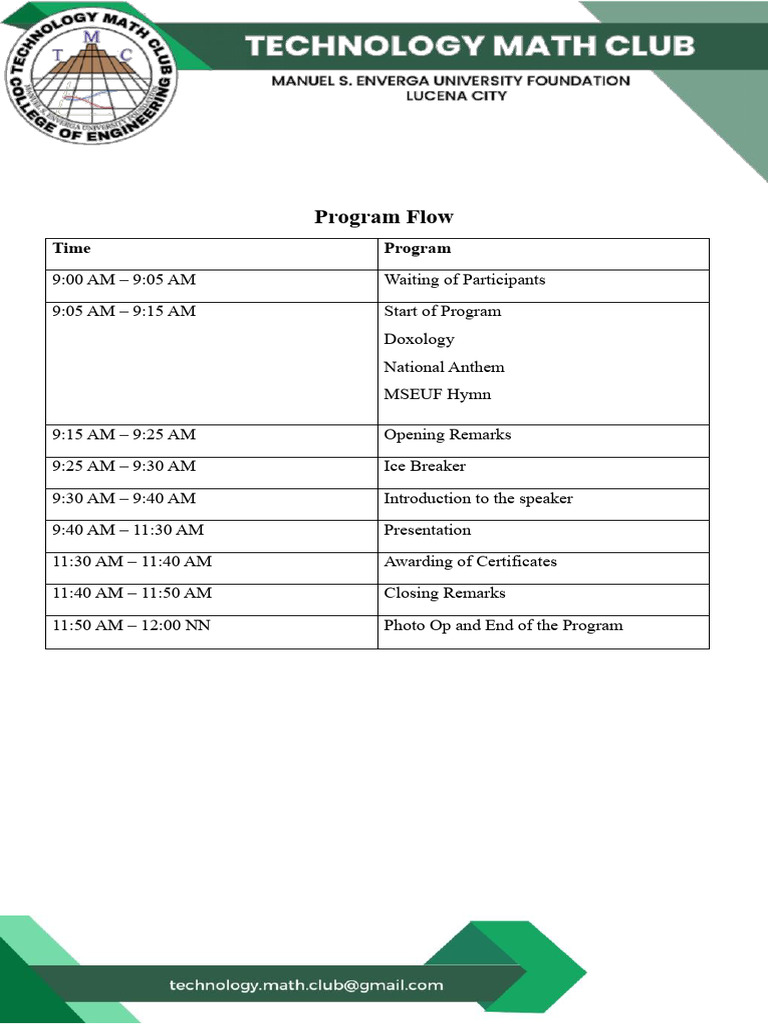 Webinar Program Flow Overview | PDF