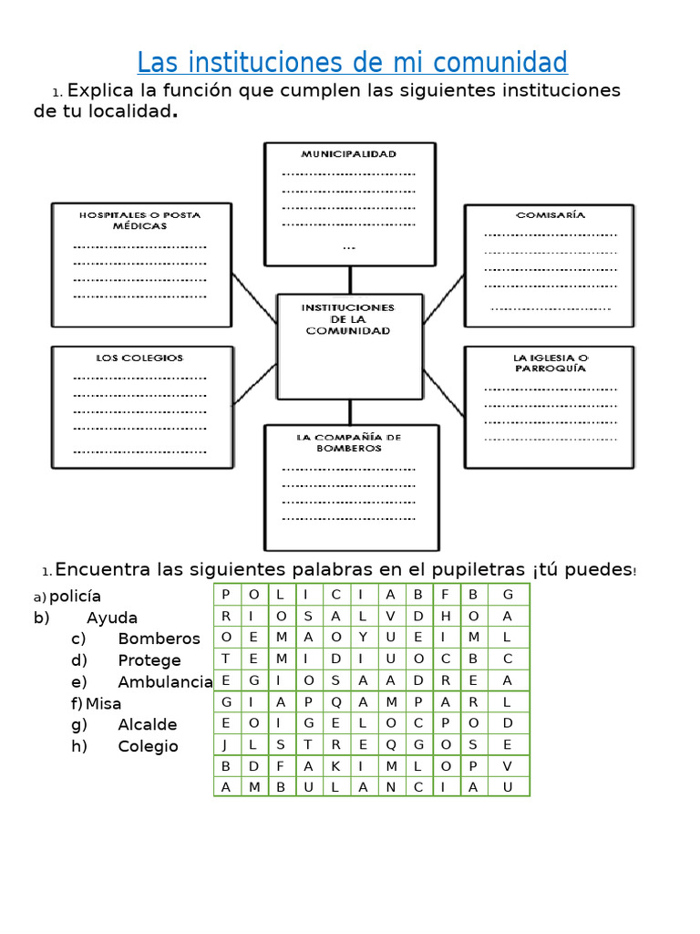 Ficha de Personal Social 24 08 Las Instituciones de Mi Comunidad | PDF