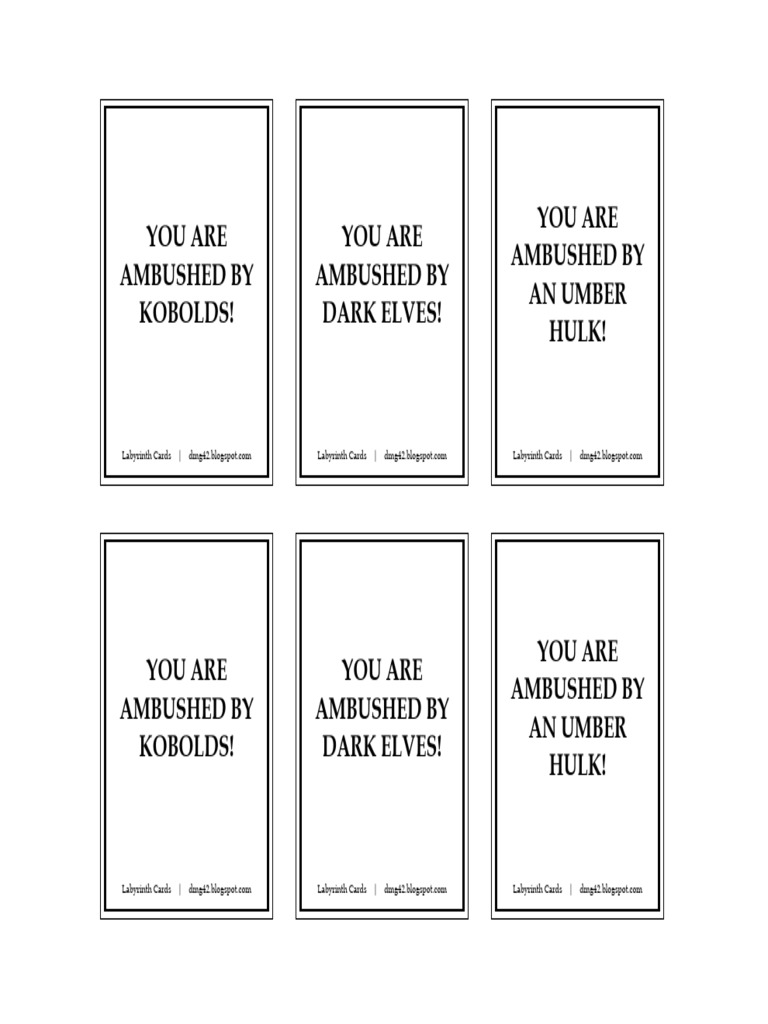 Labyrinth Encounter Cards Guide | PDF