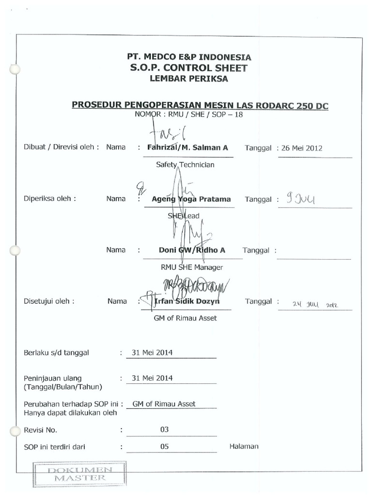 RMU SHE 018 Prosedur Pengoperasian Mesin Las | PDF