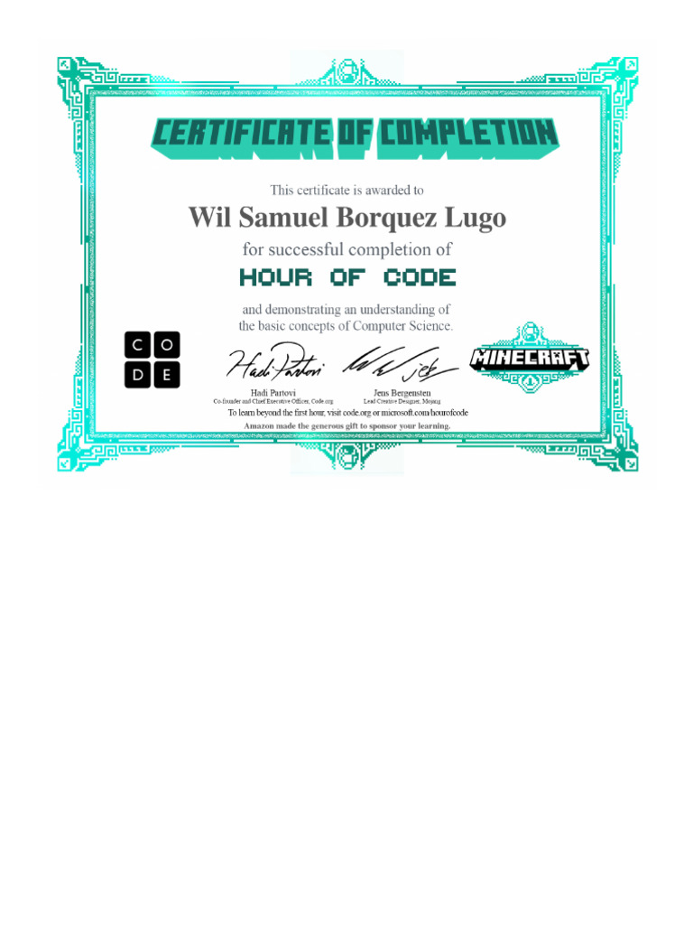Certificado Minecraft | PDF
