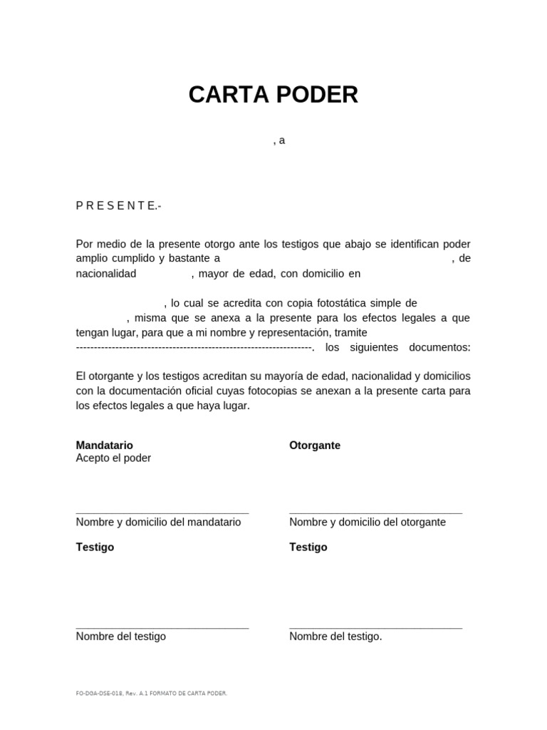 Formato de Carta Poder PDF | PDF