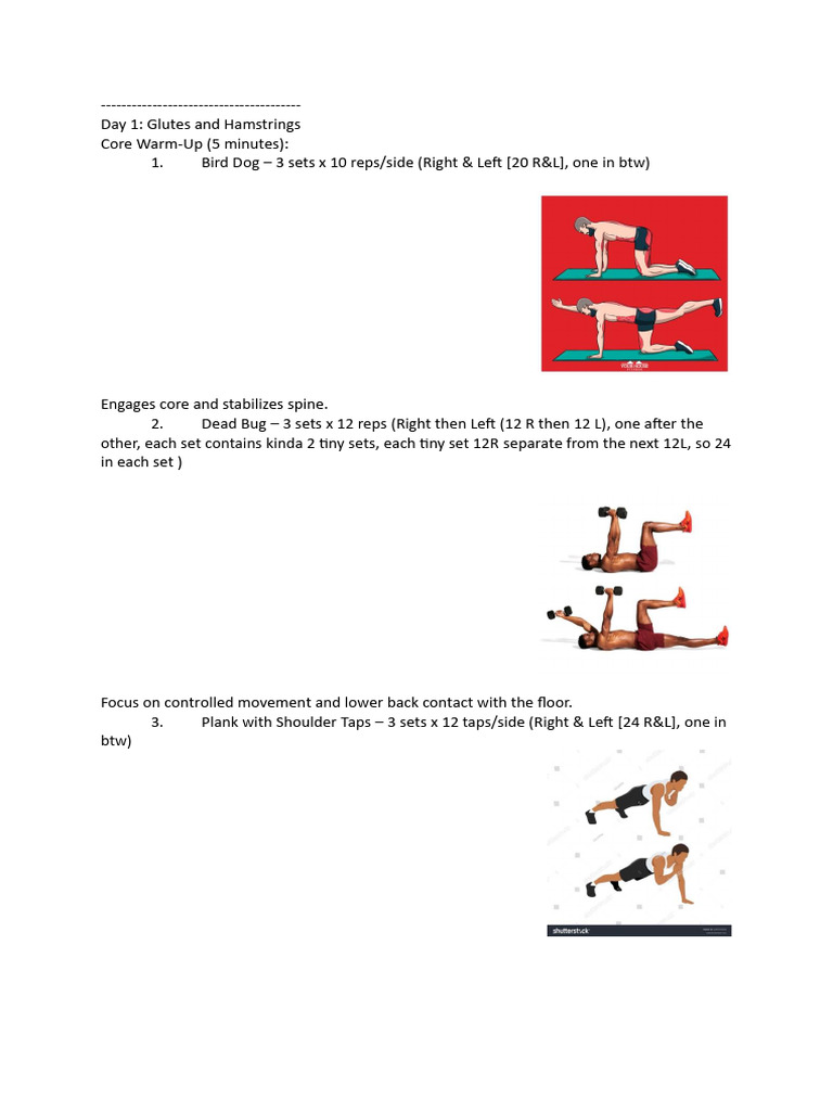 Glutes and Hamstrings Workout Plan | PDF