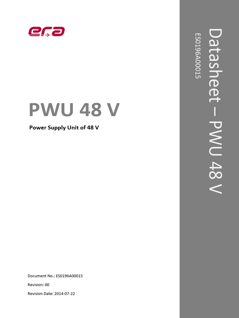 PWU 48 V Power Supply Unit Datasheet | PDF | Power Supply | Fuse ...