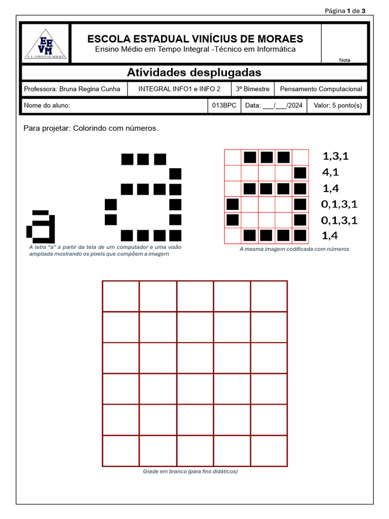 Atividade Desplugada: Colorindo com Números | PDF