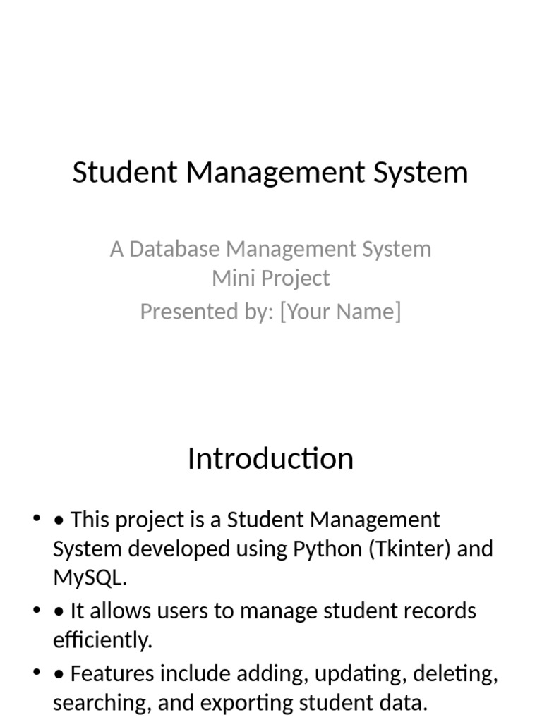 Python Student Management System Project | PDF