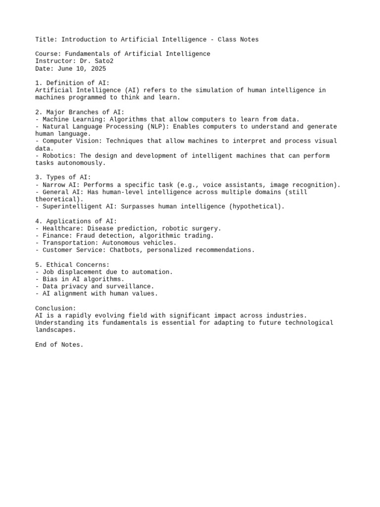 202506270001AI Class Notes | PDF