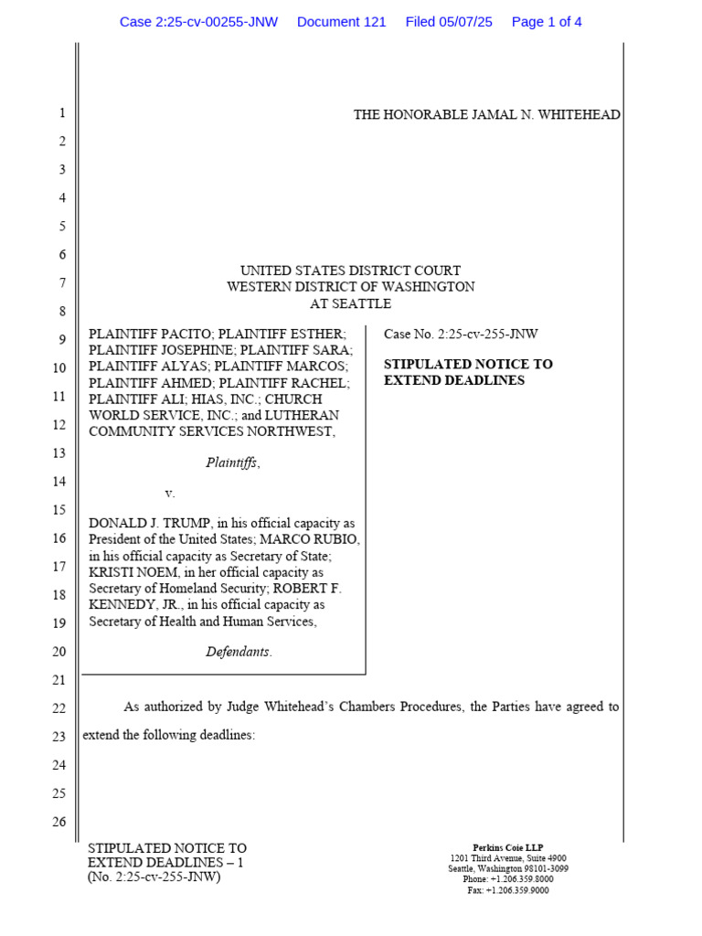 Extend Deadlines Notice - Case 2:25-cv-255 | PDF | Public Law | Justice