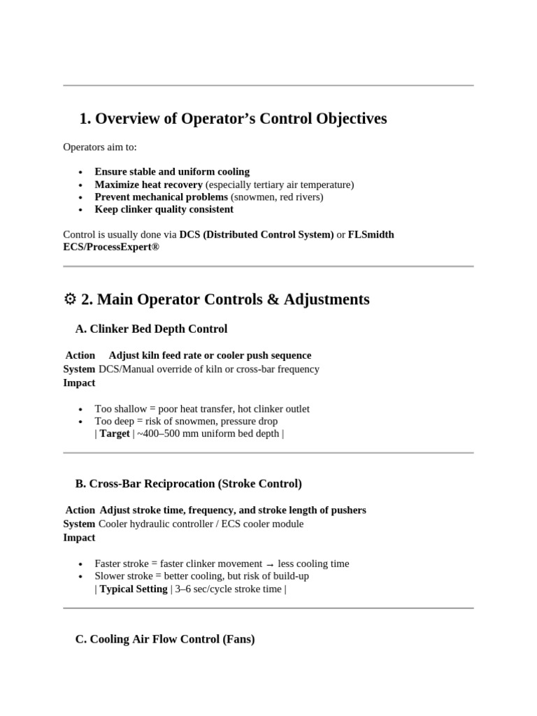 Operator Control Strategies for Clinker Cooling | PDF | Mechanical ...