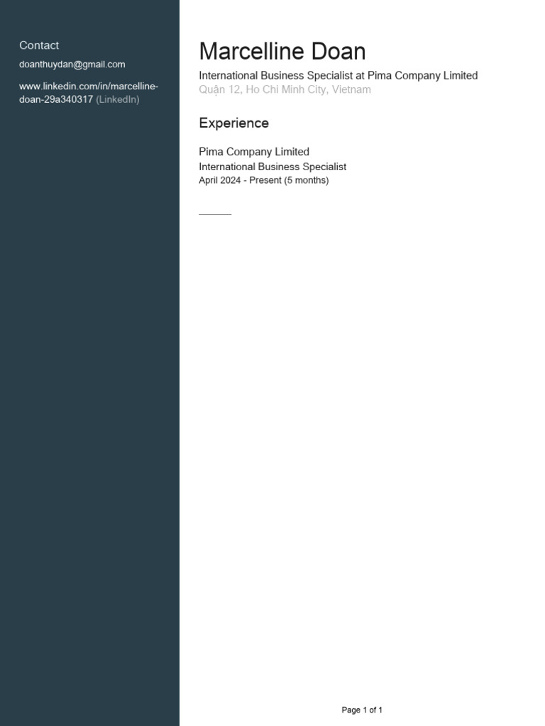 Marcelline Doan: International Business Specialist | PDF